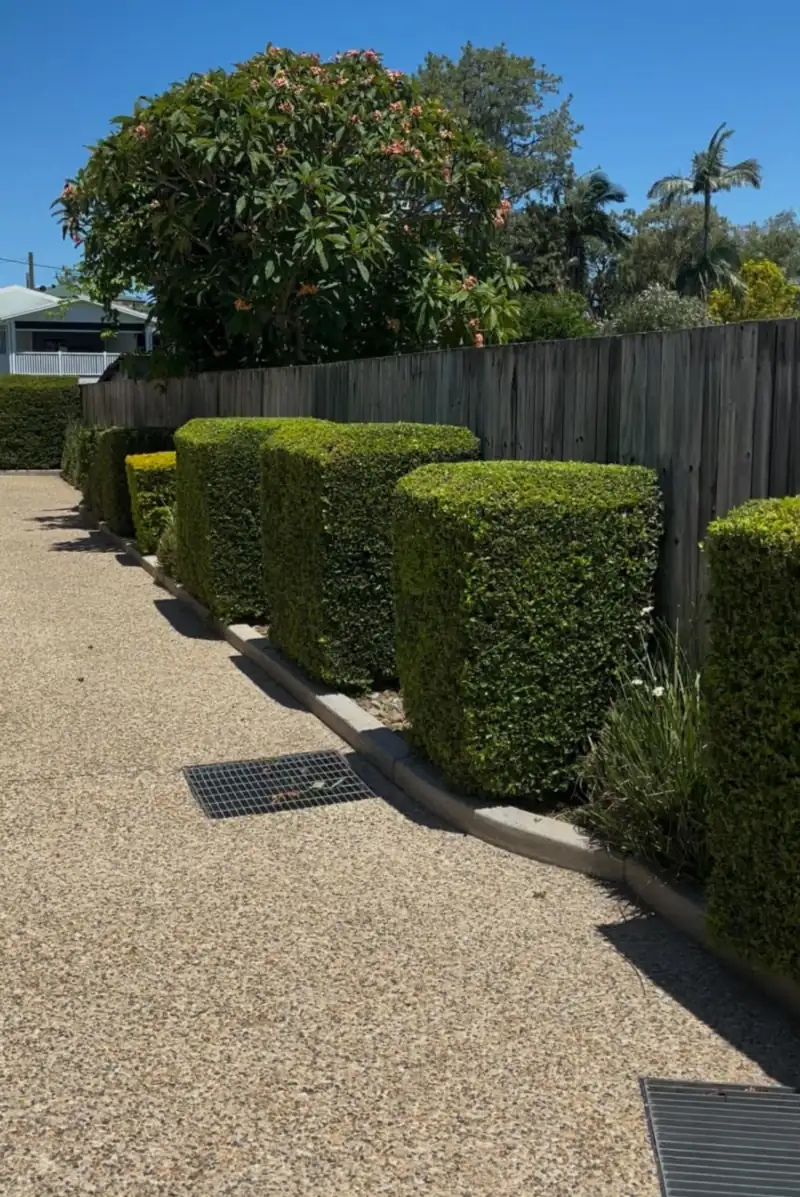 Hedges and mulched beds at a Moreton Bay townhouse complex